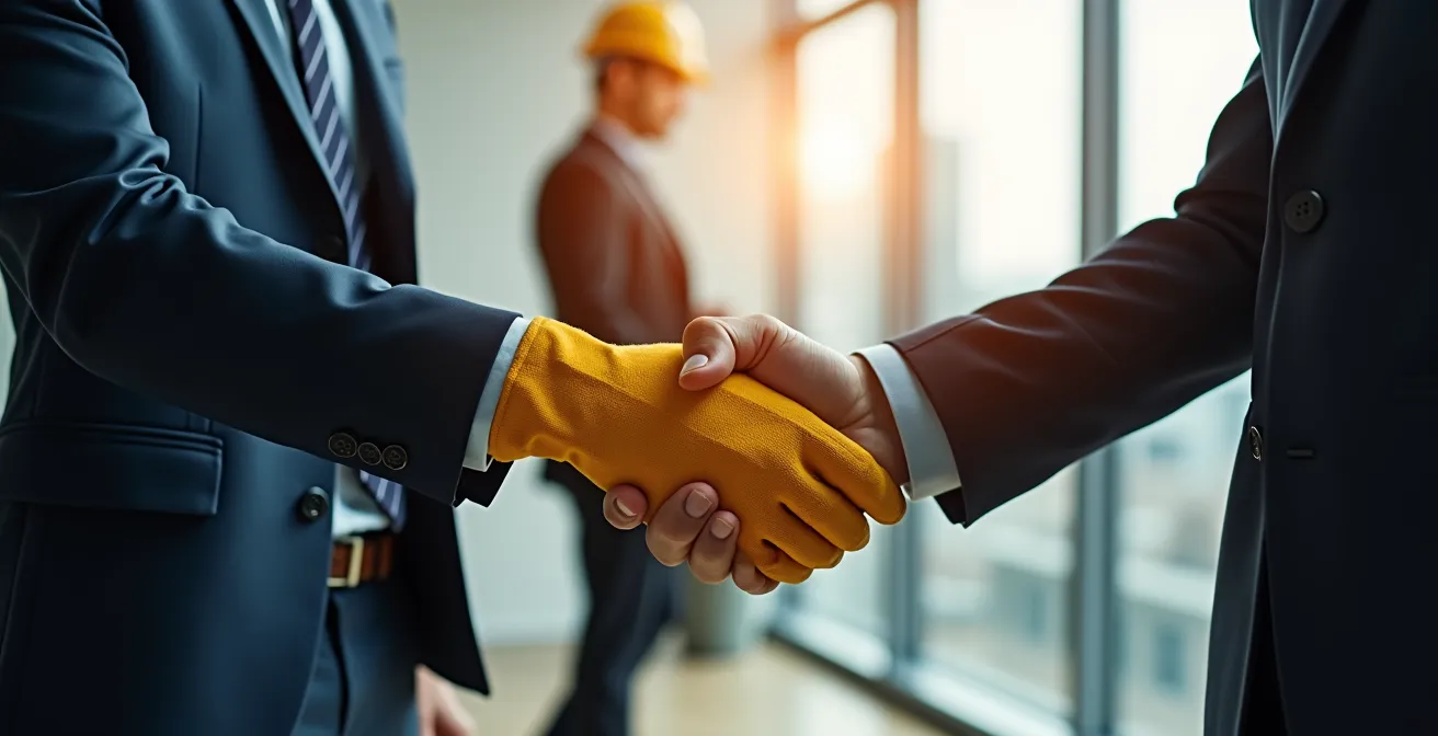 Poignée de main professionnelle symbolisant un accord sécurisé